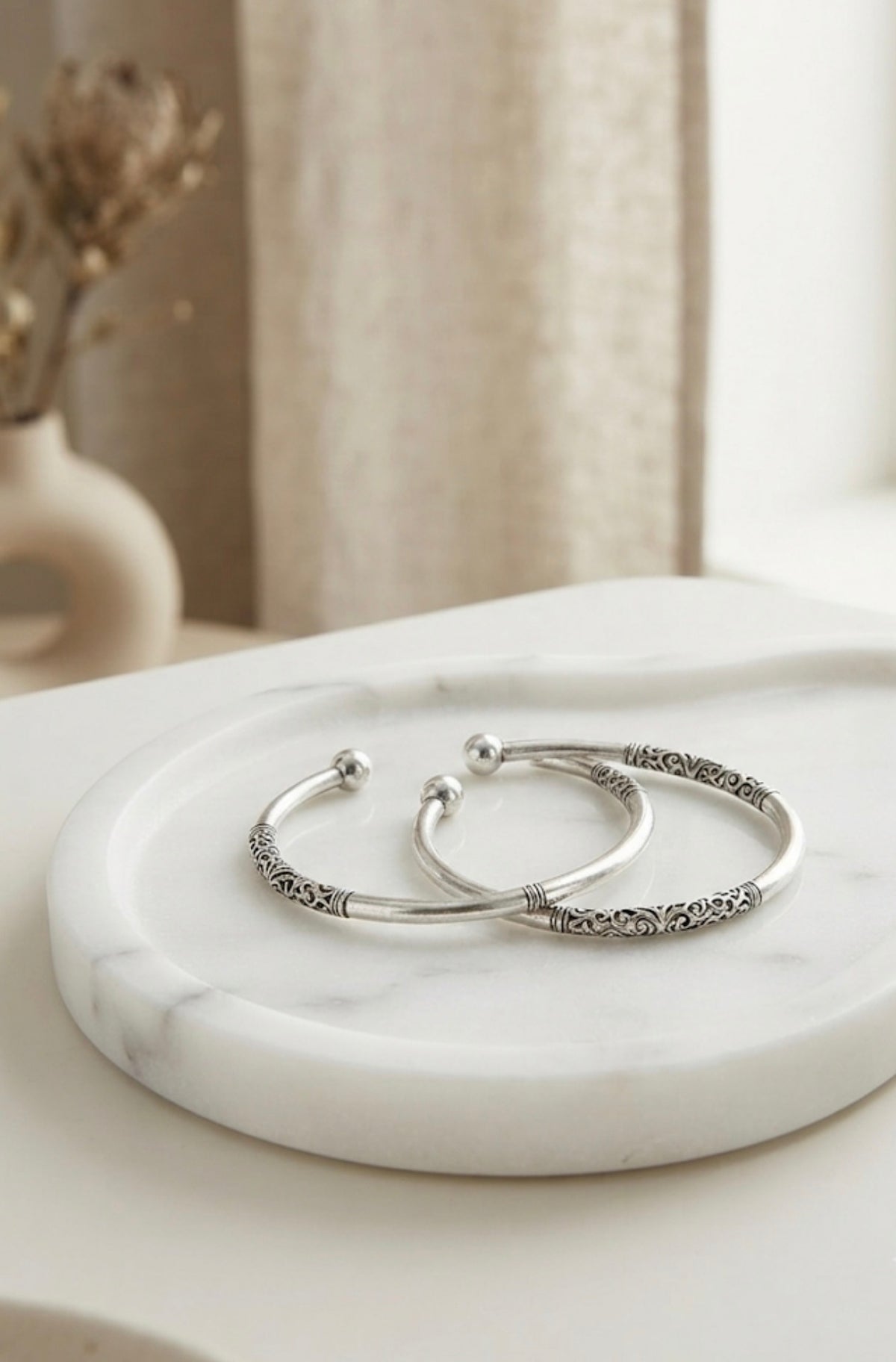 Oxidized Silver  Set Of 2 Kada