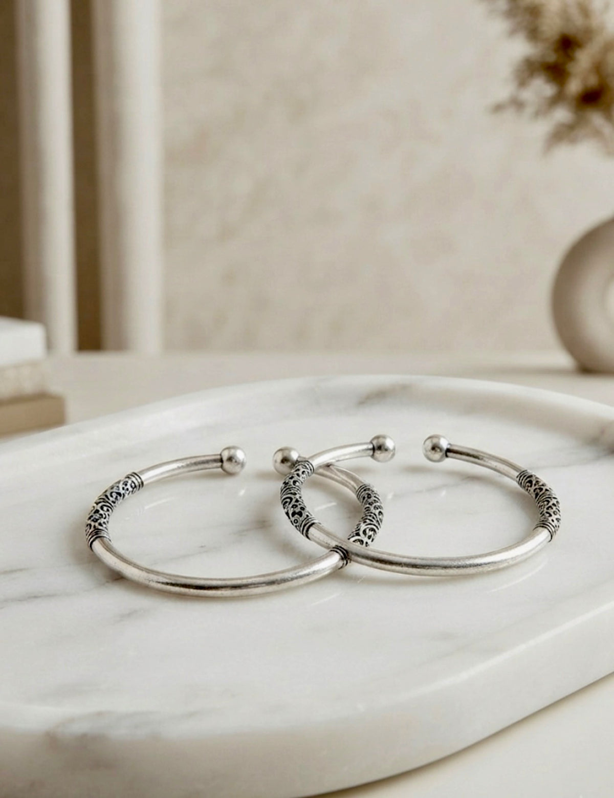 Oxidized Silver  Set Of 2 Kada