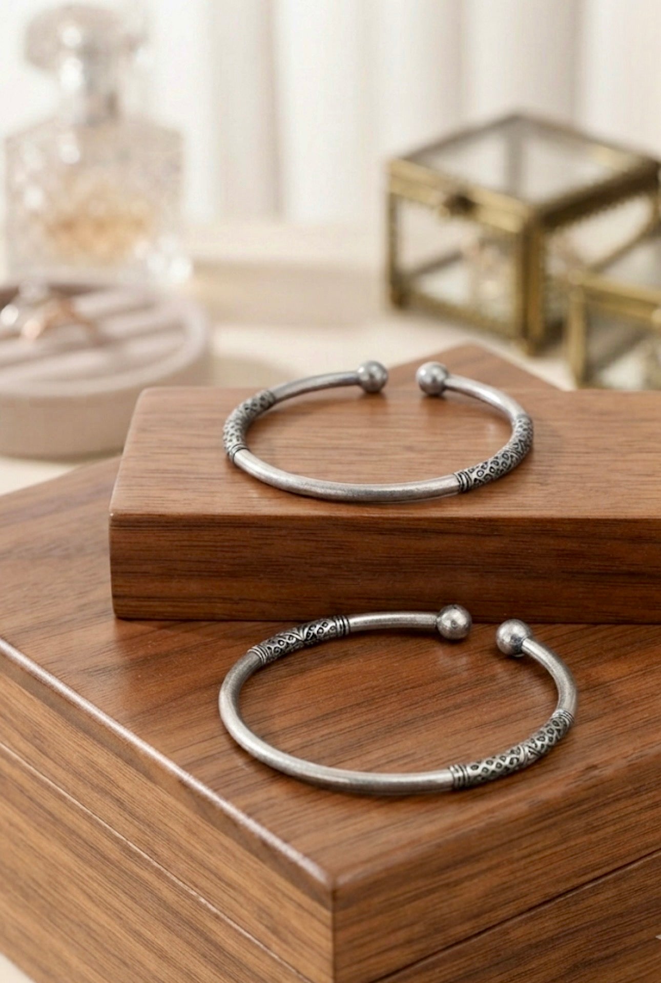 Oxidized Silver  Set Of 2 Kada