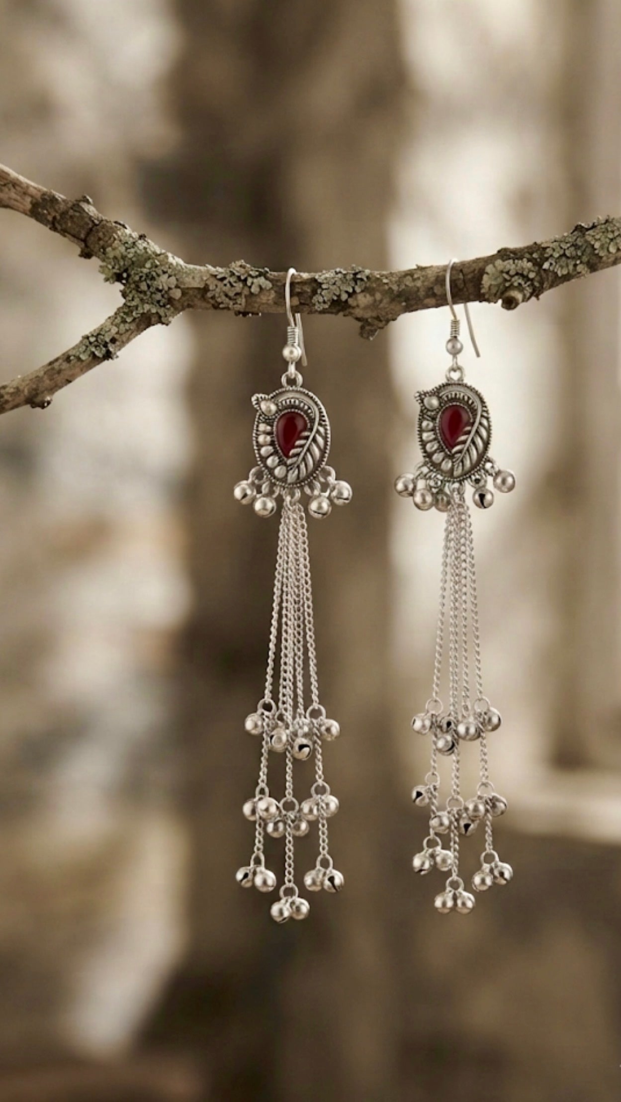Oxidized Silver Kashmiri Shoulder Dusters