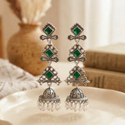 Emerald Monalisa Stacked Dangler Earrings