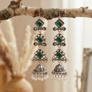 Emerald Monalisa Stacked Dangler Earrings