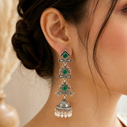 Emerald Monalisa Stacked Dangler Earrings