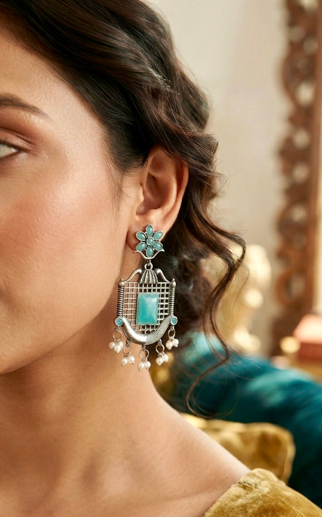 Firoza Floral Jhalar Dangler