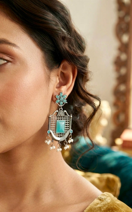 Firoza Floral Jhalar Dangler