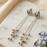 Long Chain Dangler Earrings with Ghungroo Bells