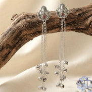 Long Chain Dangler Earrings with Ghungroo Bells