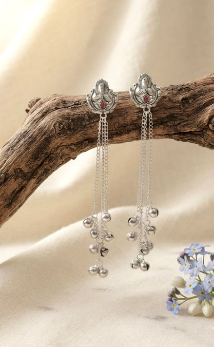 Long Chain Dangler Earrings with Ghungroo Bells