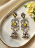 Oxidized Silver Multi-Tiered Jhumka Earrings