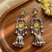 Oxidized Silver Multi-Tiered Jhumka Earrings