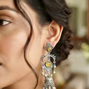 Oxidized Silver Multi-Tiered Jhumka Earrings