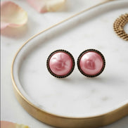 Vintage Pink Pearl Stud Earrings