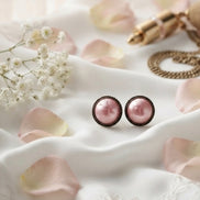 Vintage Pink Pearl Stud Earrings