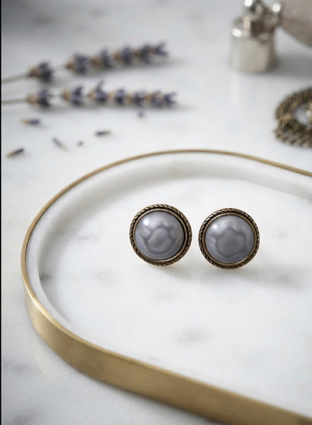 Vintage Pink Pearl Stud Earrings