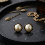 Vintage Pink Pearl Stud Earrings