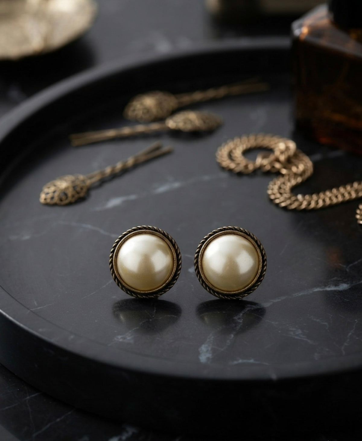Vintage Pink Pearl Stud Earrings