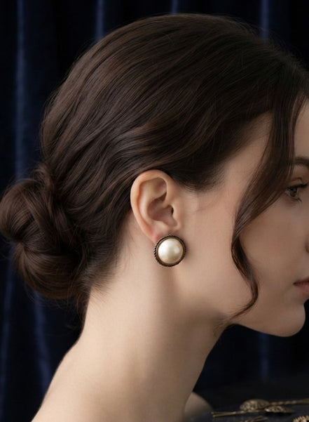 Vintage Pink Pearl Stud Earrings