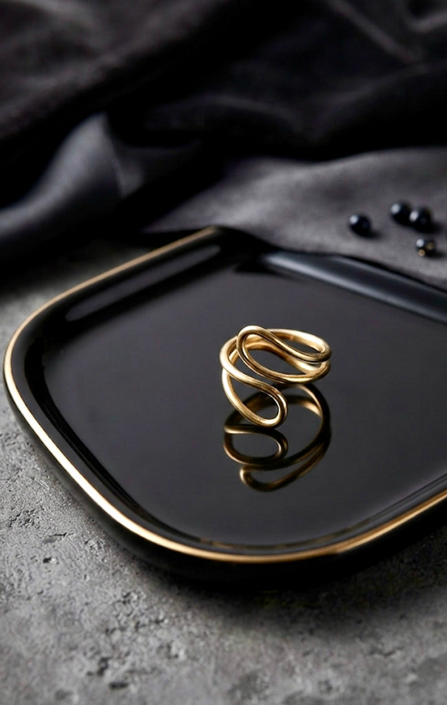 Sculptural Multi-Loop Wave Ring