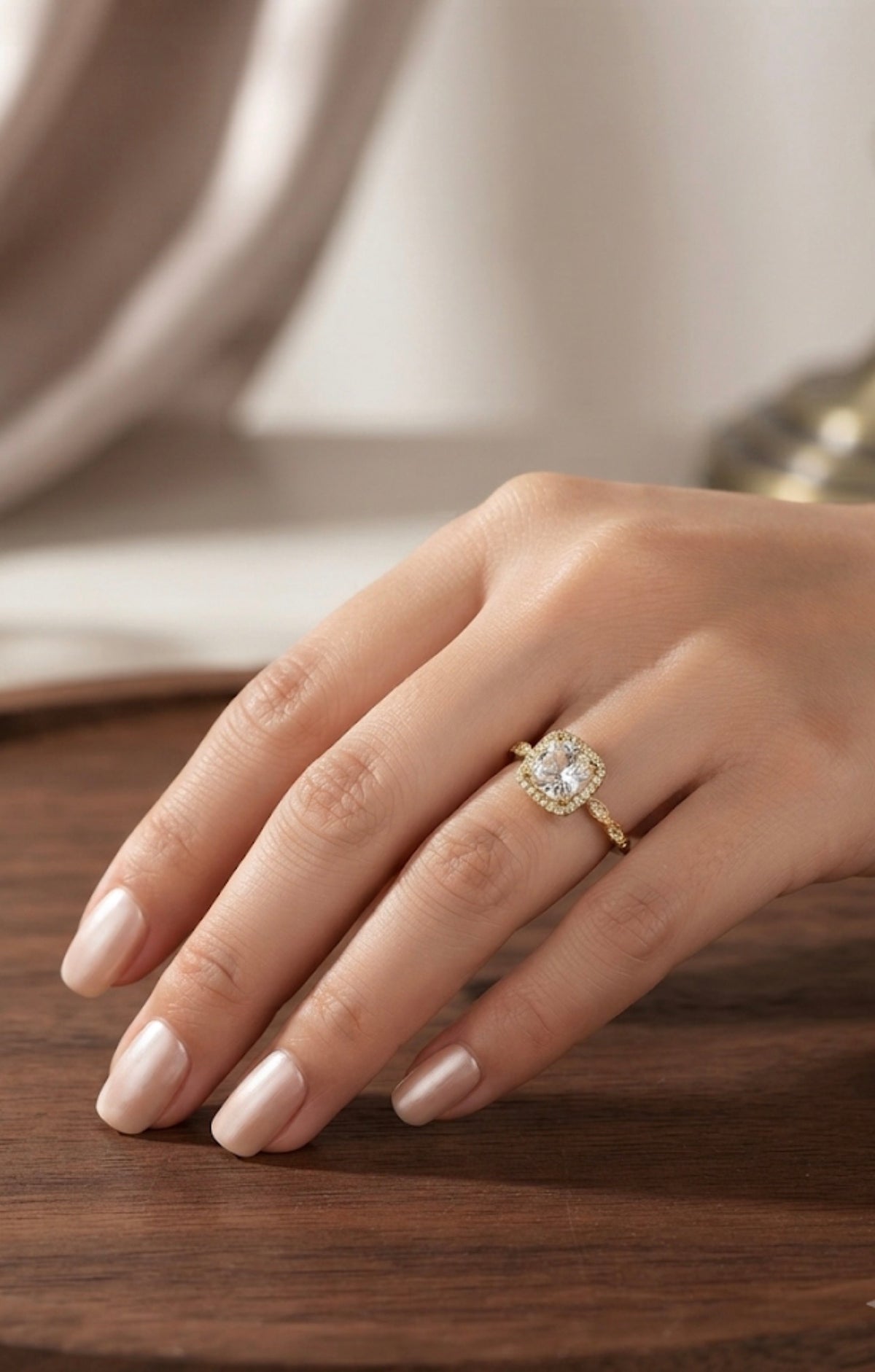 Cushion-Cut Diamond Halo Ring