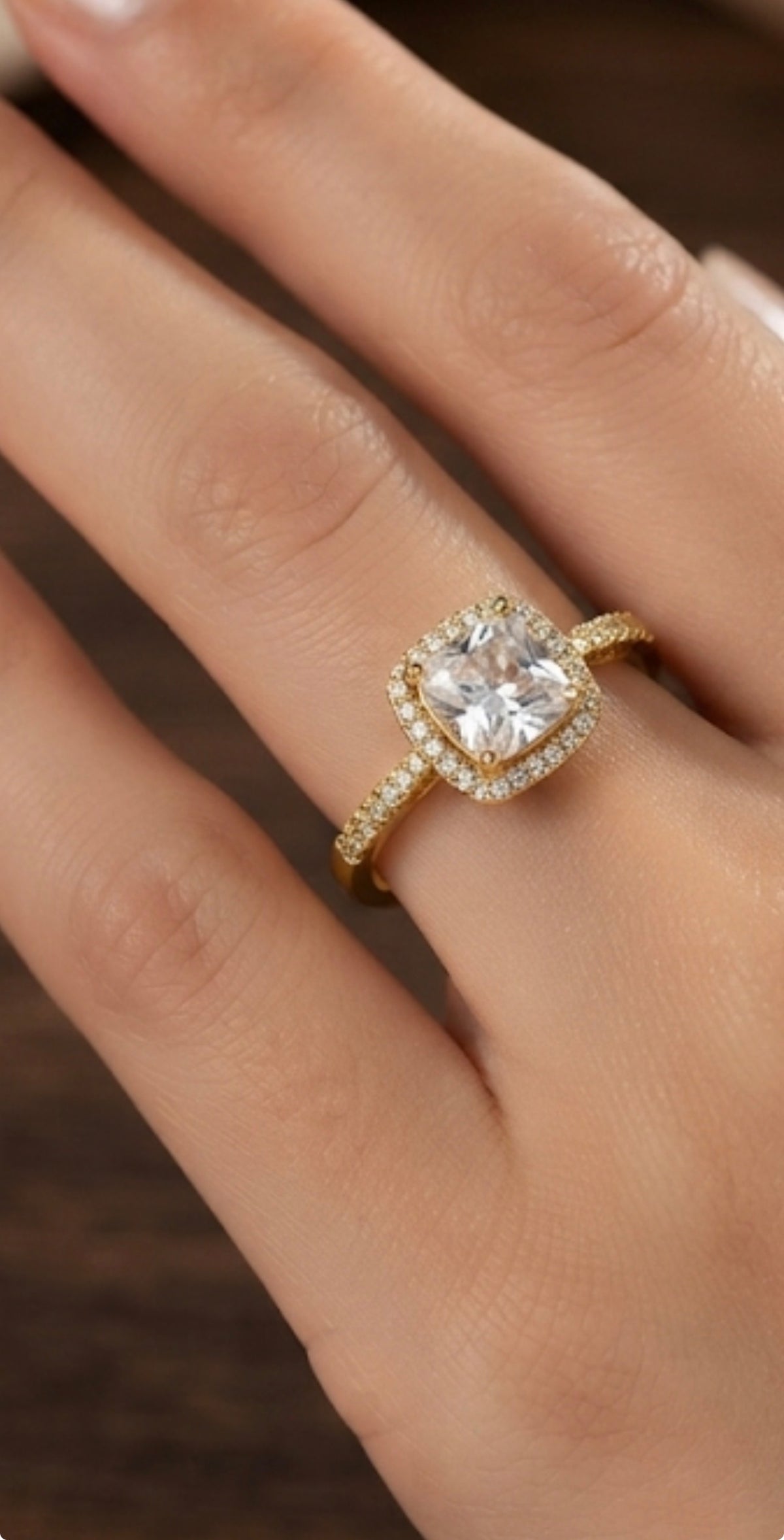 Cushion-Cut Diamond Halo Ring