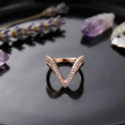 Minimalist Pavé Chevron V-ring