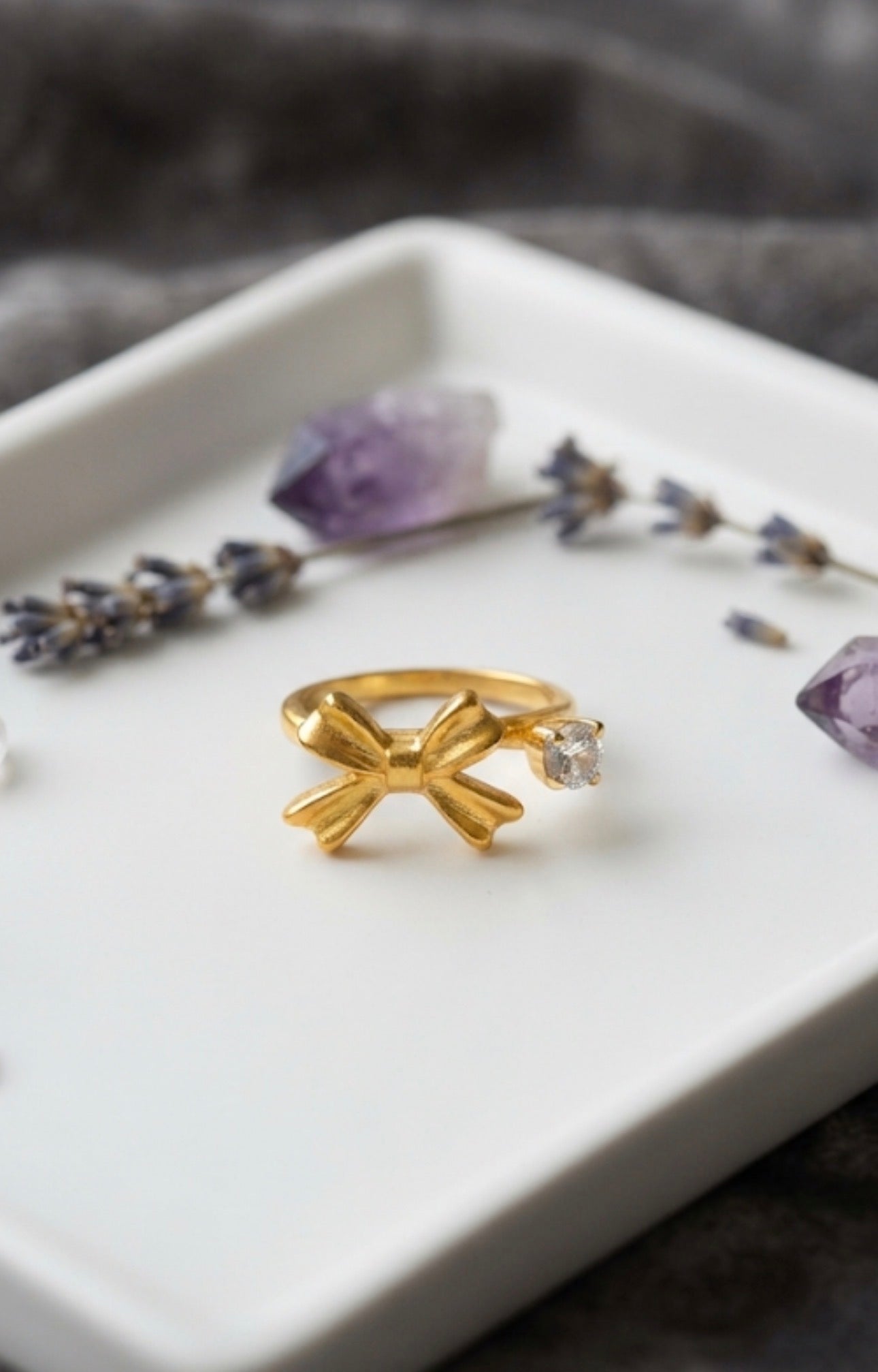 Bow Solitaire Bypass Ring