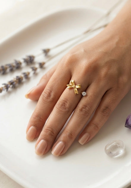 Bow Solitaire Bypass Ring