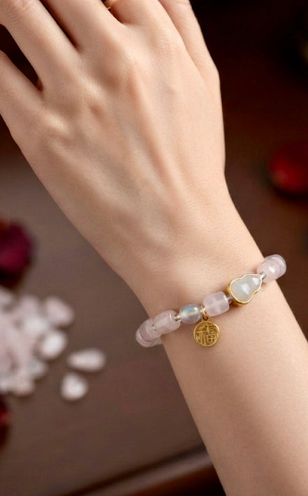 Cute Bunny & Carrot Beaded Charm Bracelet