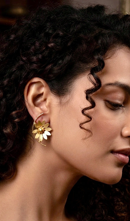 Jiaa Sunflower Brass Earrings