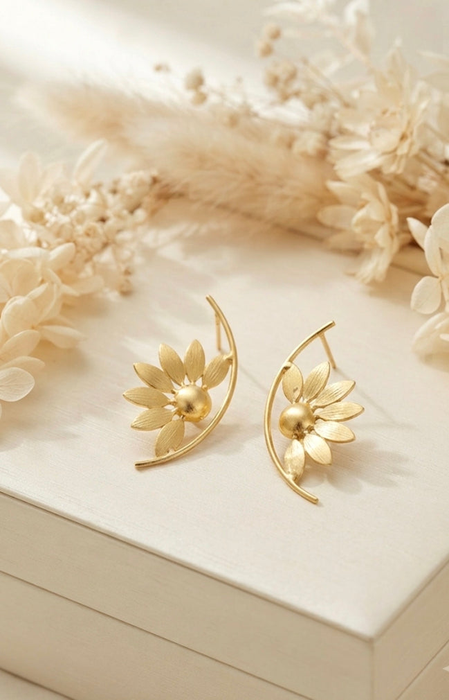 Jiaa Sunflower Brass Earrings