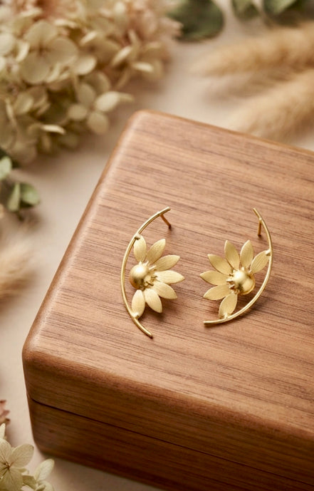 Jiaa Sunflower Brass Earrings