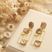 Pearl Geometric Dangler Earrings