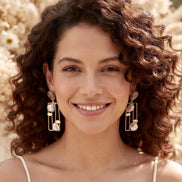 Pearl Geometric Dangler Earrings