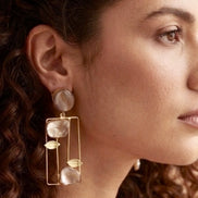 Pearl Geometric Dangler Earrings