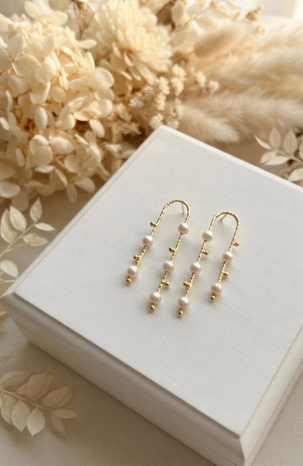 Arc Pearl Handmade Brass Arch Earrings
