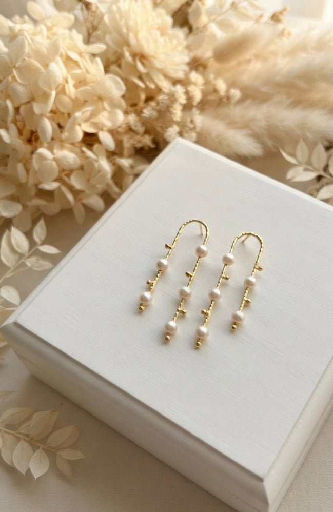 Arc Pearl Handmade Brass Arch Earrings