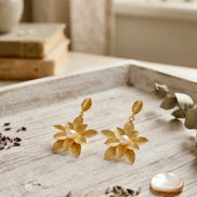 Petal Pearl Drop Stud Earrings