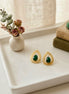 Brass Handcrafted Teardrop Green Gemstone