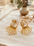 Sunburst Baroque Pearl Brass Statement Earrings