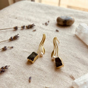 Charcoal Grey Onyx Earrings.
