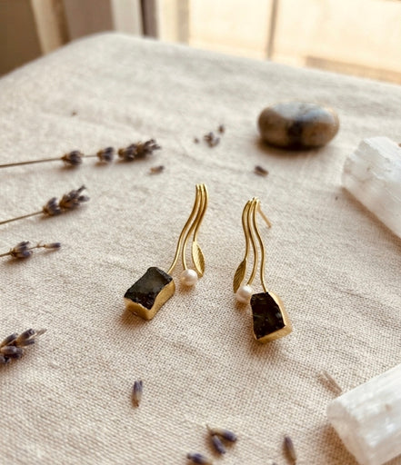 Charcoal Grey Onyx Earrings.