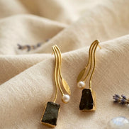 Charcoal Grey Onyx Earrings.