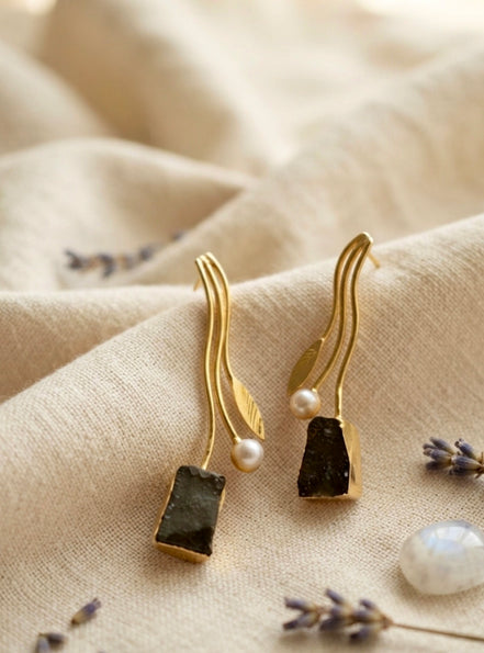 Charcoal Grey Onyx Earrings.