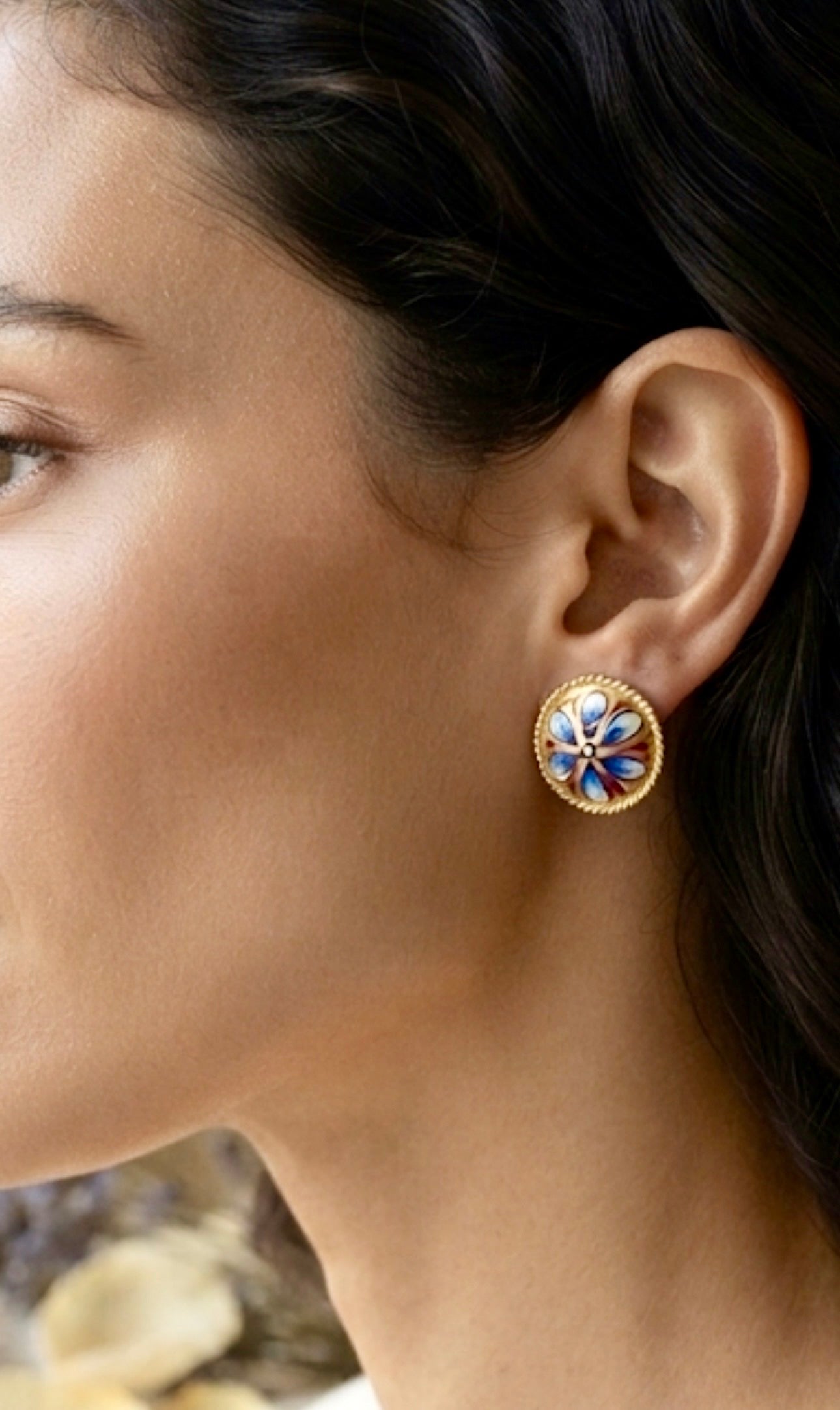 Brass  Blue Studs