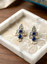 Oxidised Silver Blue Stone Pearl Drop