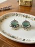 Monalisa Stone Oxidised Silver Pastel Stud Earrings.