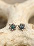 Vintage Floral Turquoise Oxidised Silver Stud Earrings