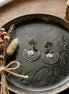 Peacock Motif Fan-Shaped Oxidised Silver Drop Earrings