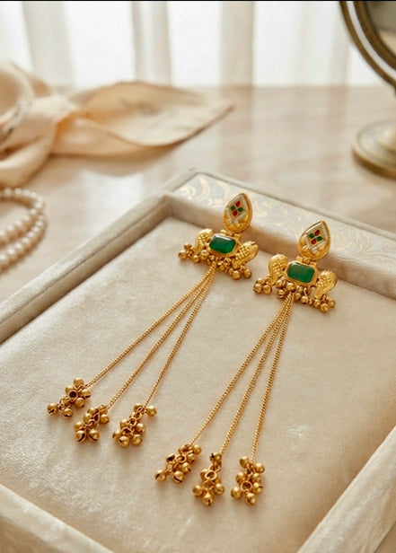 Anokhi Kashmiri Ghungroo Long Chain Earrings.(22 inch)