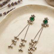 Oxidised Silver Kashmiri Earrings.